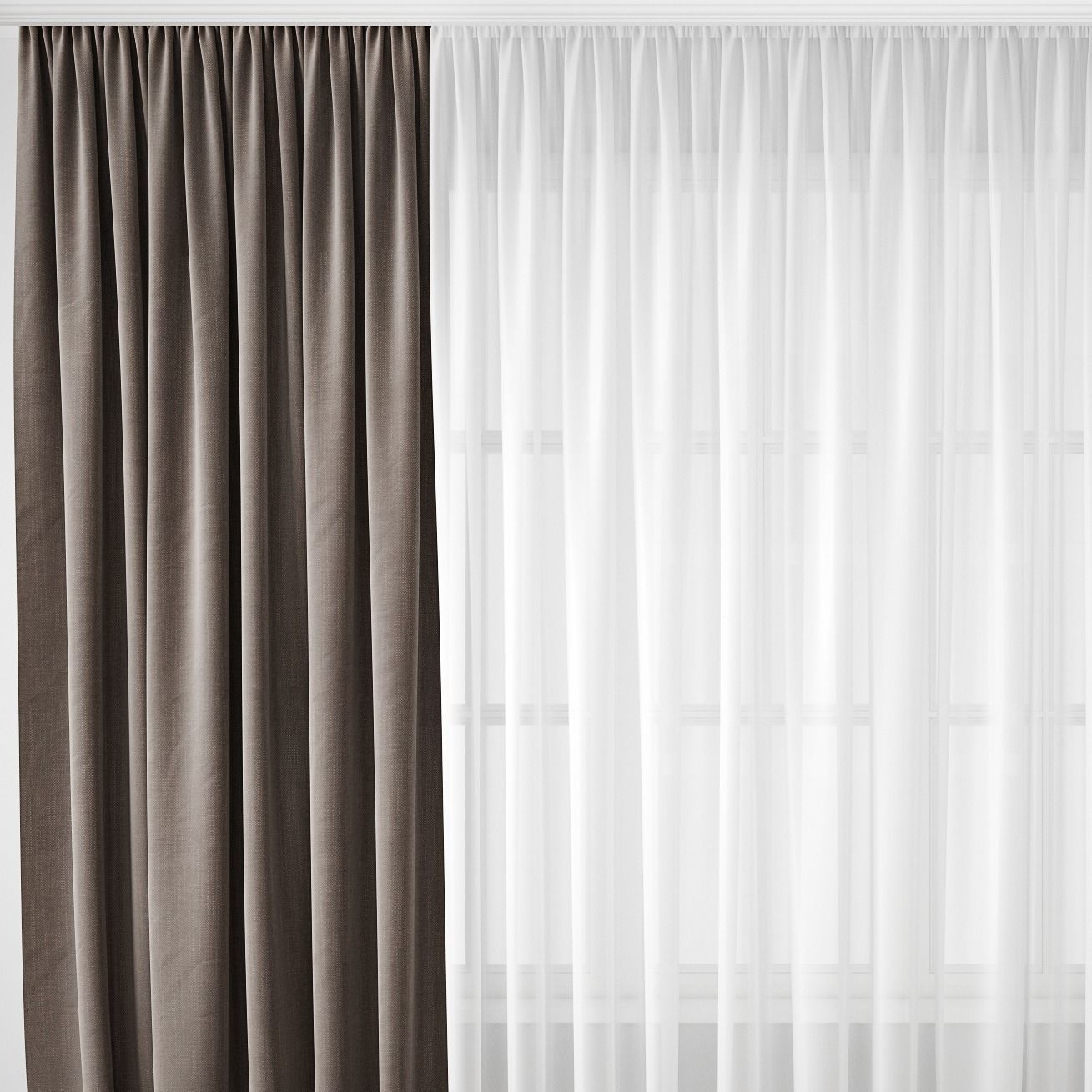Curtain curtains with wooden floor 3D model_2