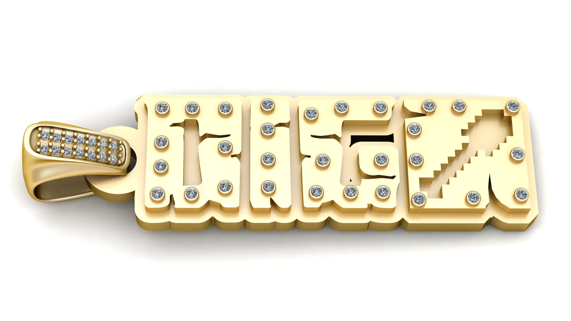 Luxury Diamond Studded THGZ Letter Pendant 3D Model 3D print model