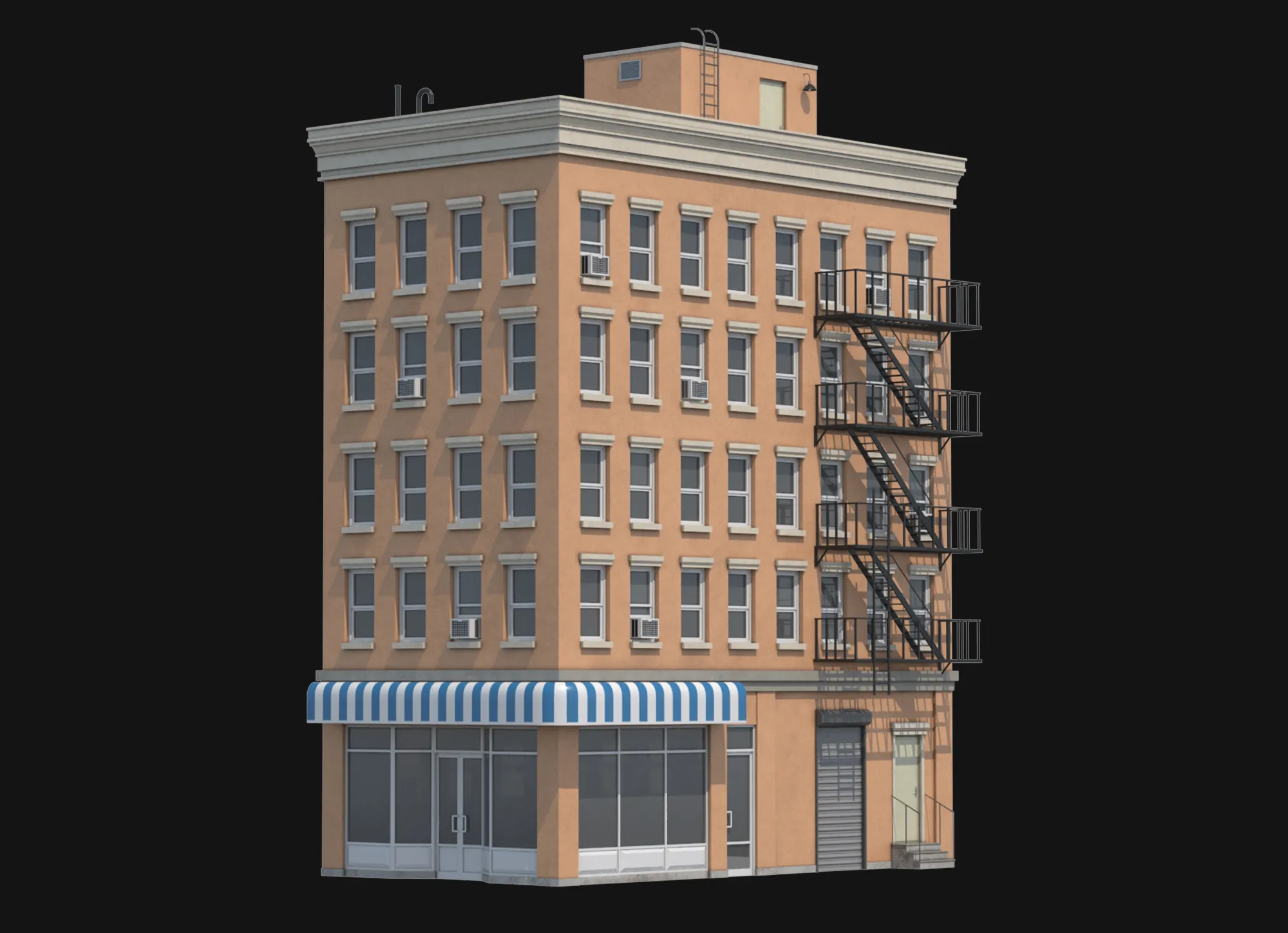 Apartment Building PBR Low-poly 3D model