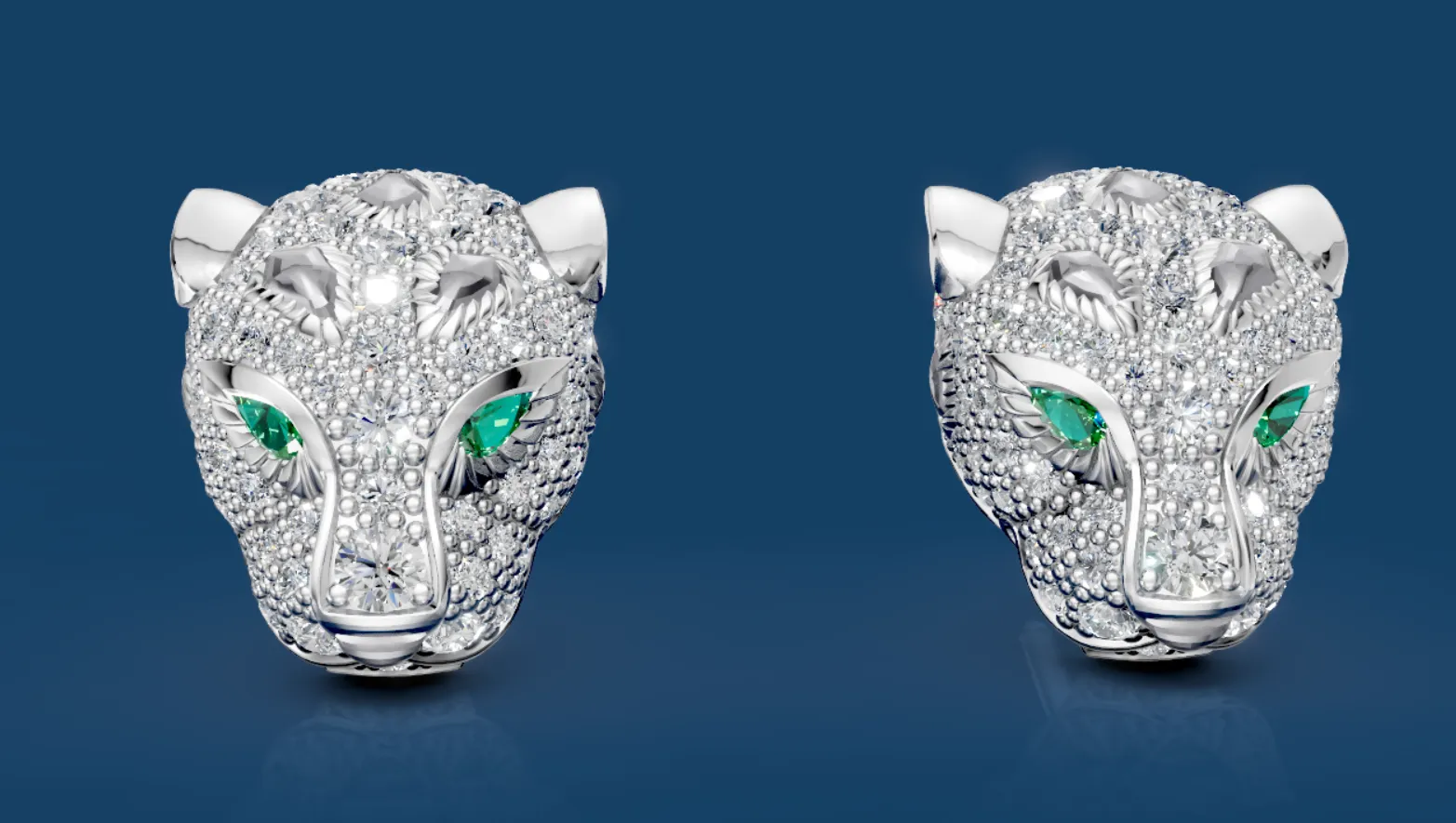 Panther Pusset earrings with gems 3D print model