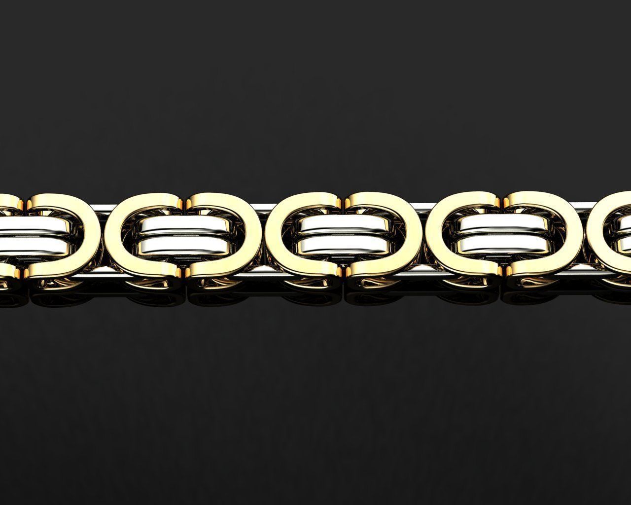 Necklace N 4 gold and silver chain 3D print model_1