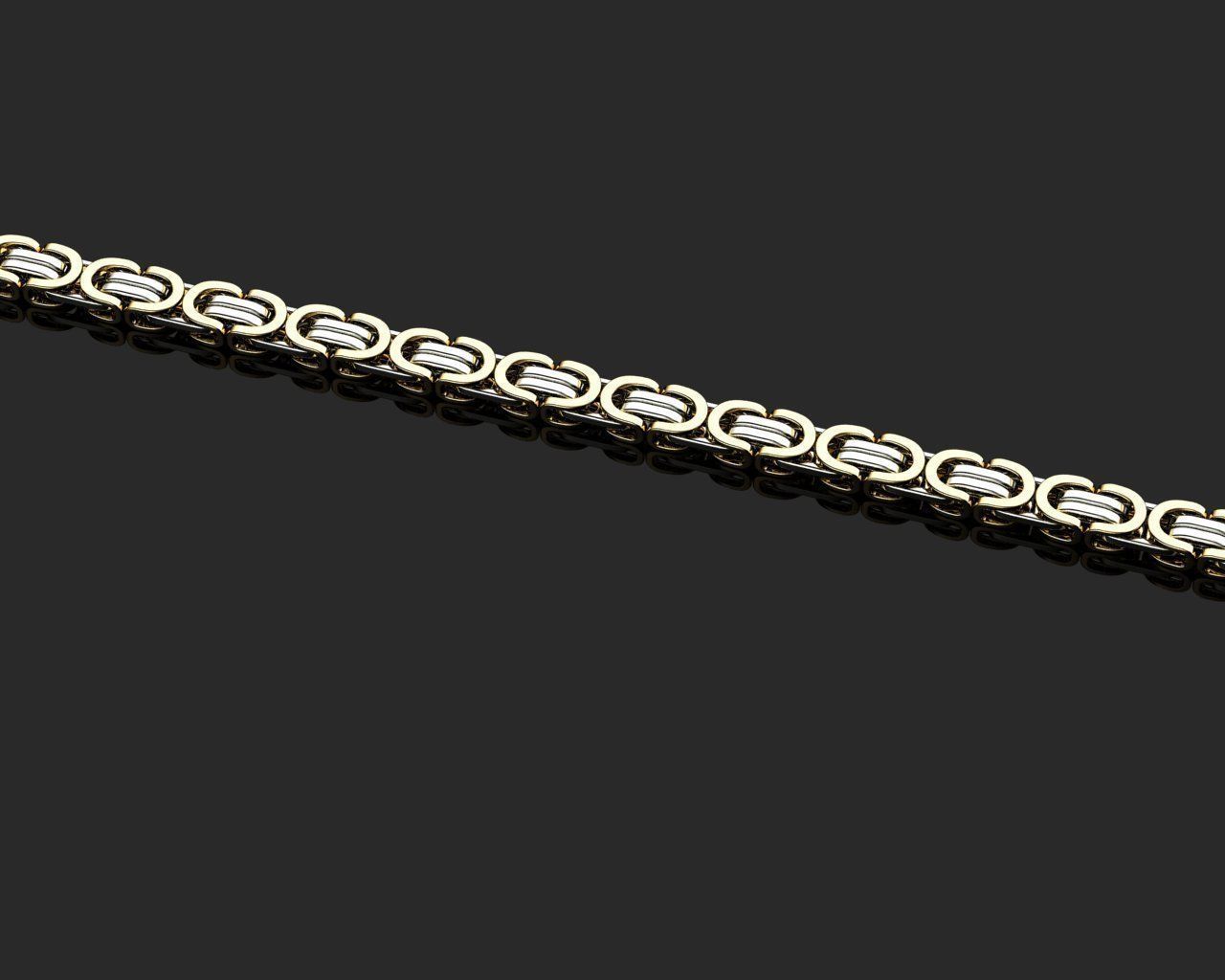 Necklace N 4 gold and silver chain 3D print model_4