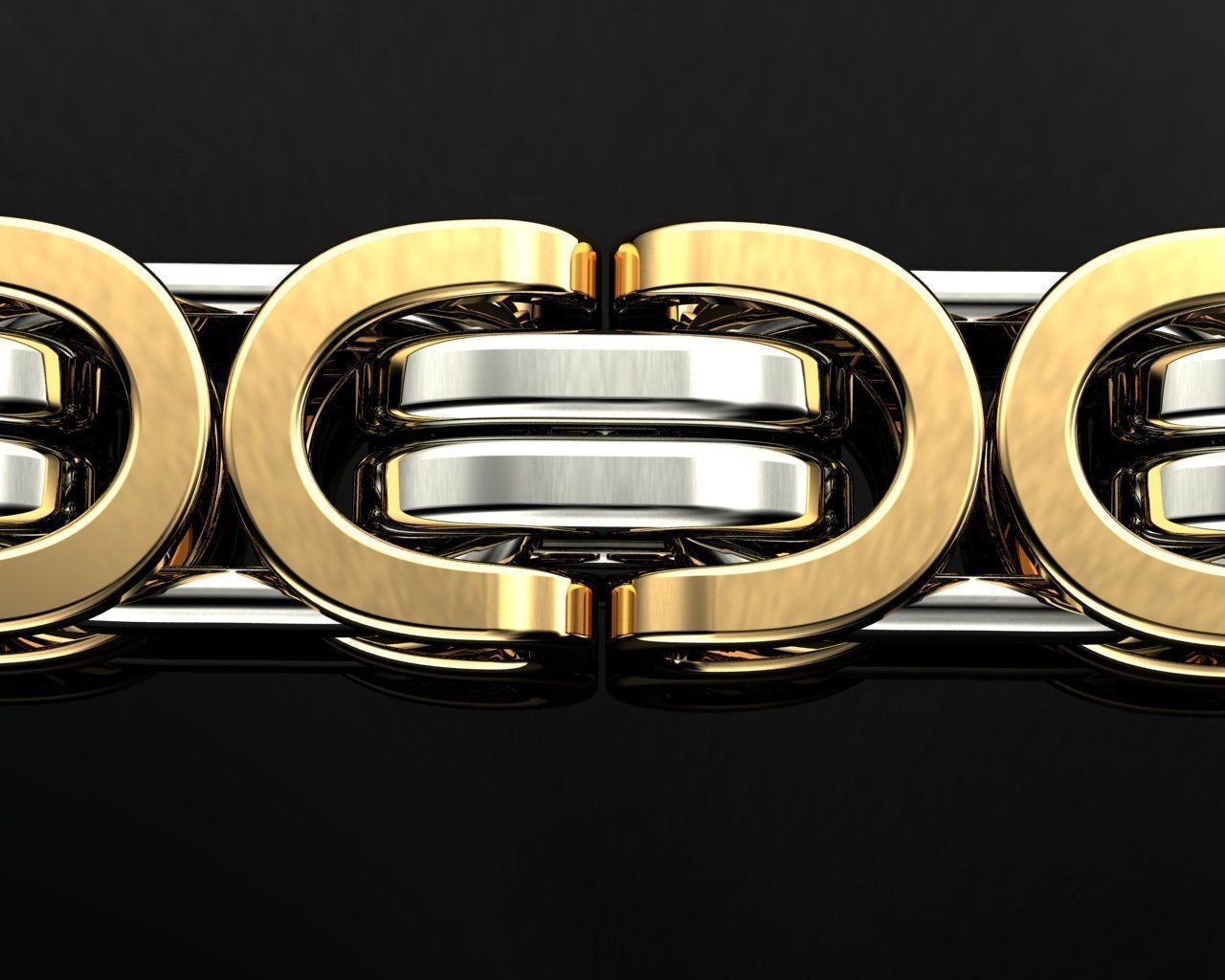 Necklace N 4 gold and silver chain 3D print model_2