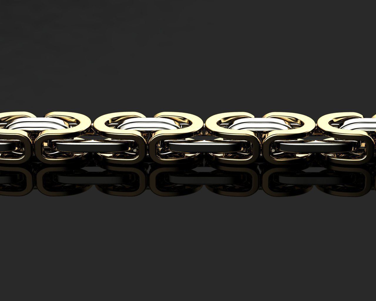 Necklace N 4 gold and silver chain 3D print model_3