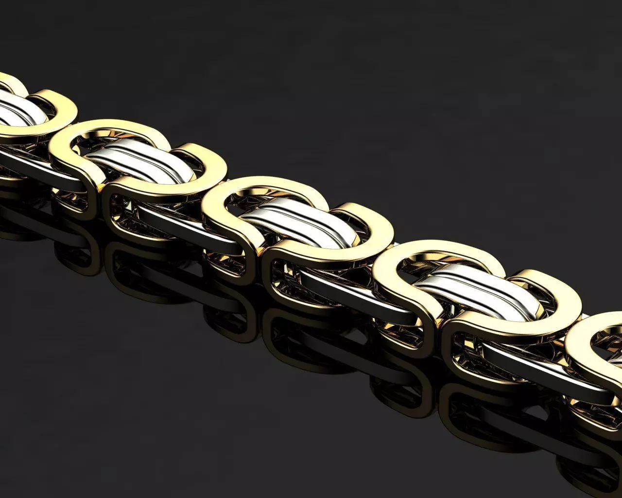 Necklace N 4 gold and silver chain 3D print model_0