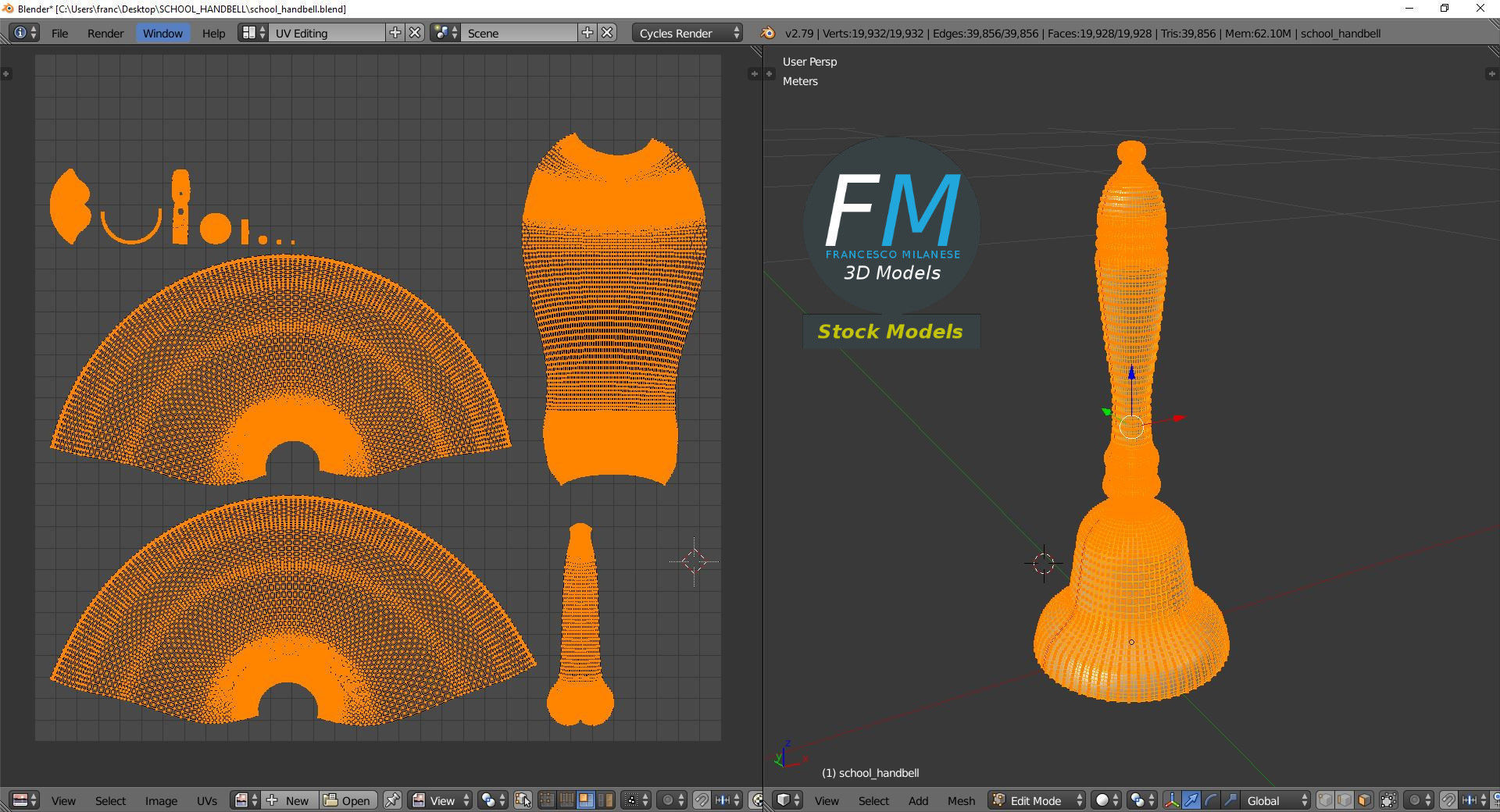 School handbell 3D model_10