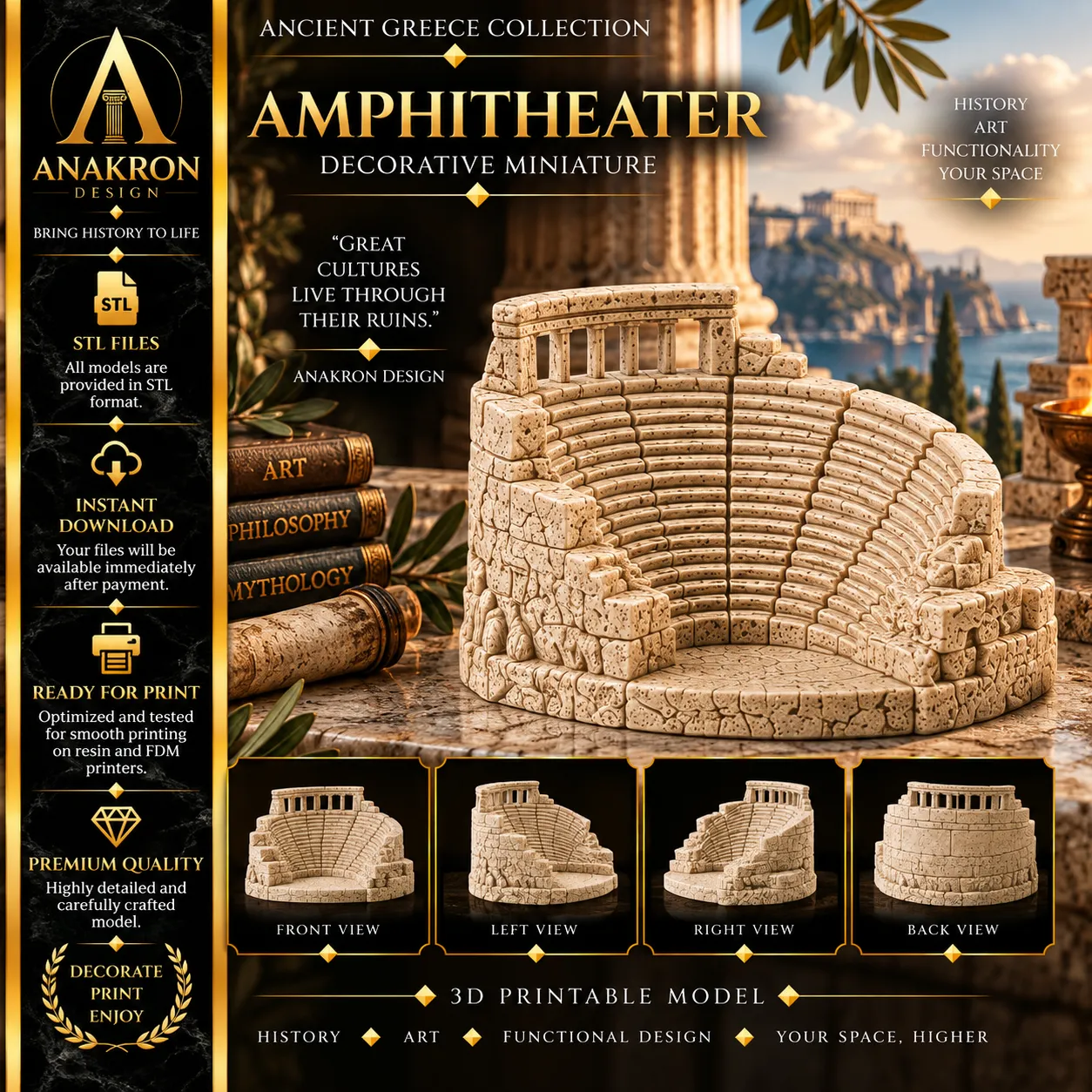 Ancient Greek Amphitheater STL Theater Decorative Miniature 3D print model