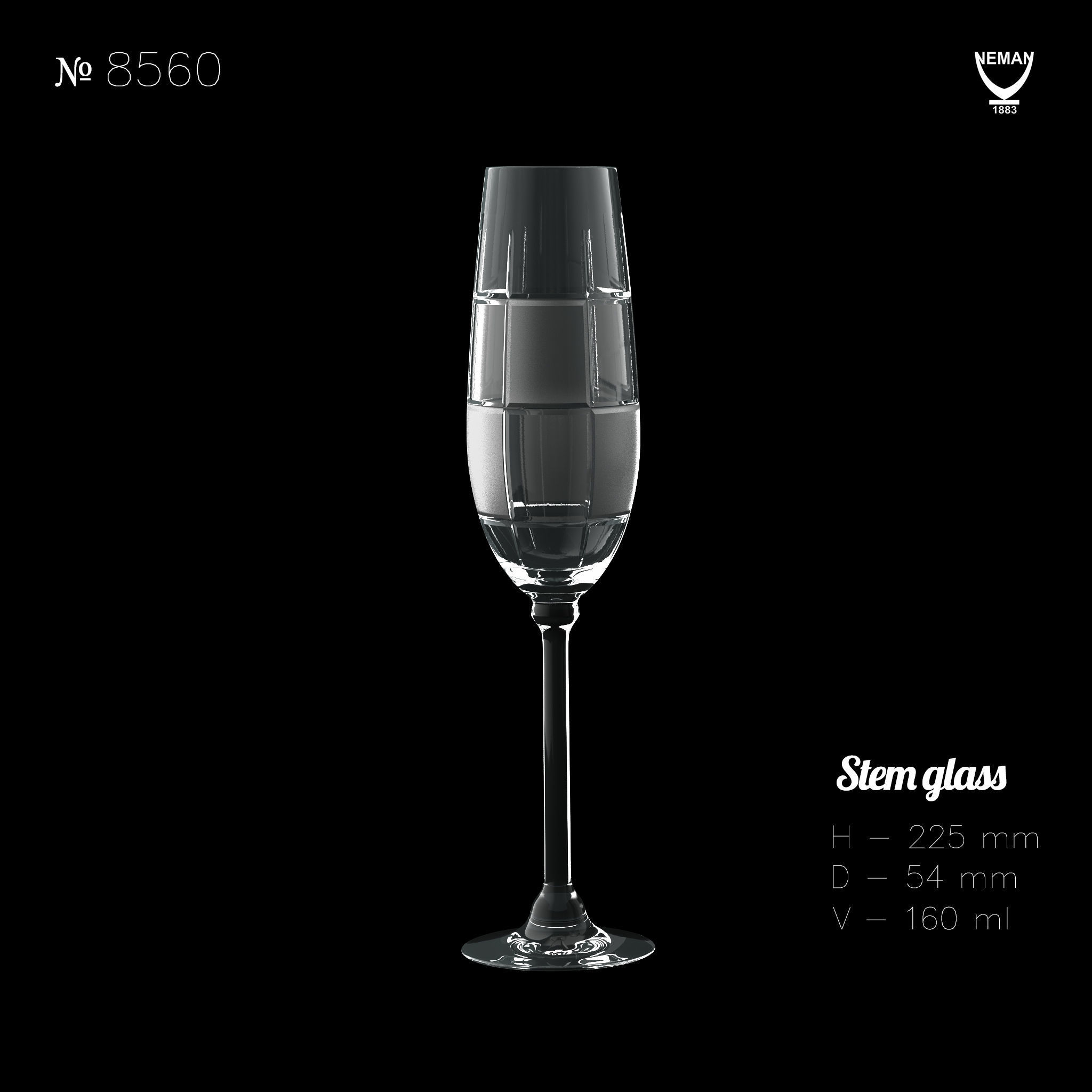 Set champagne glass Low-poly 3D model_1