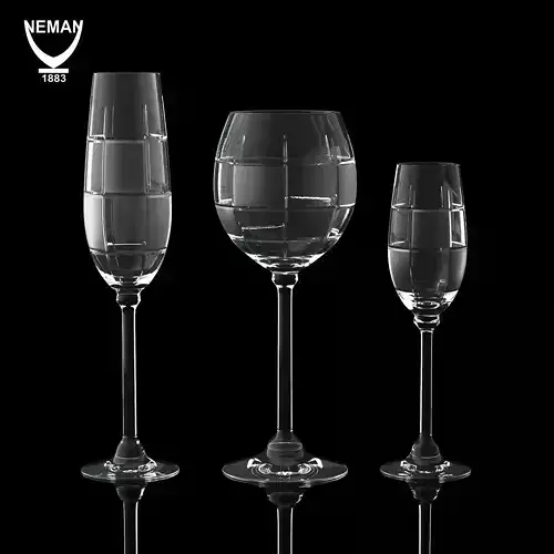 Set champagne glass Low-poly 3D model