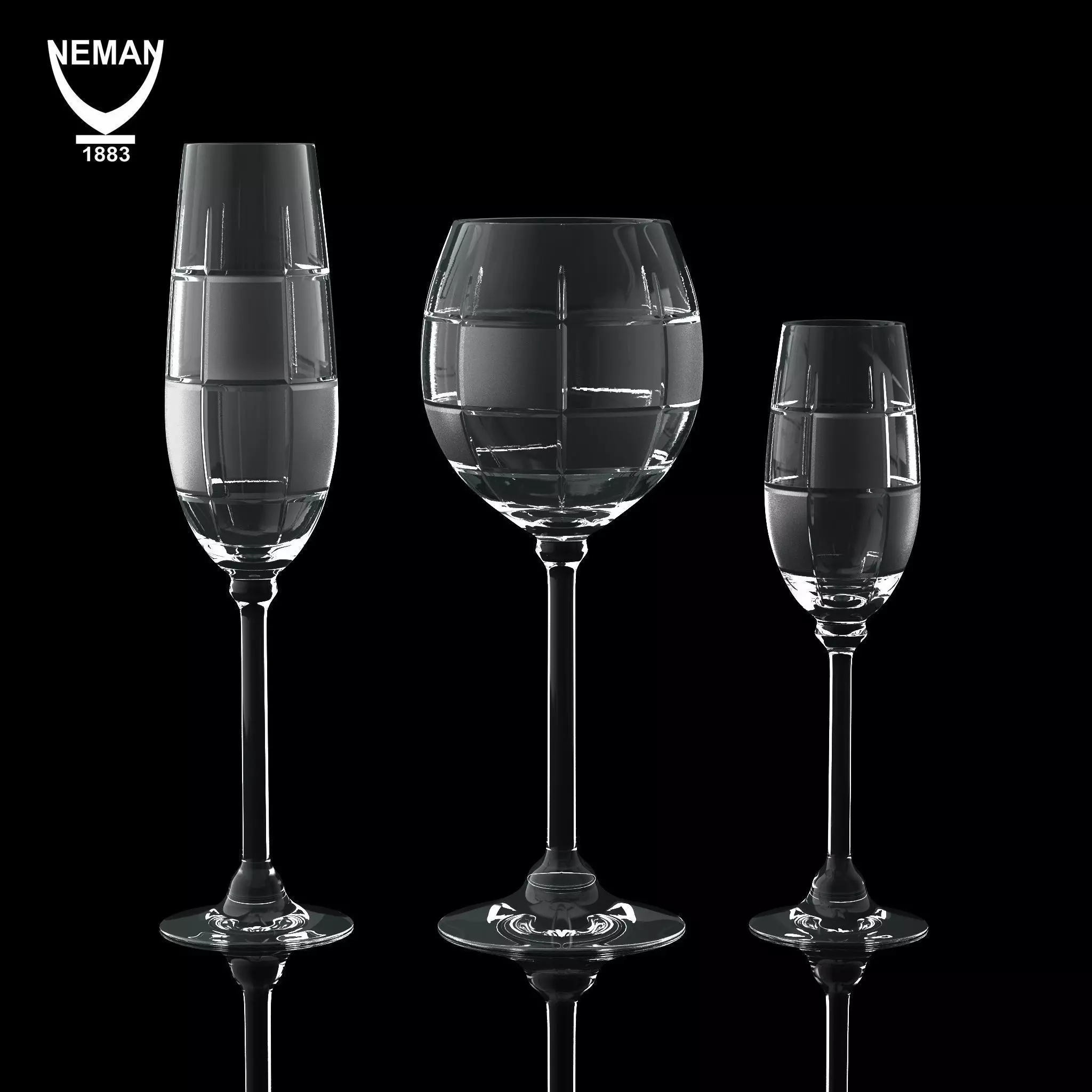 Set champagne glass Low-poly 3D model_0