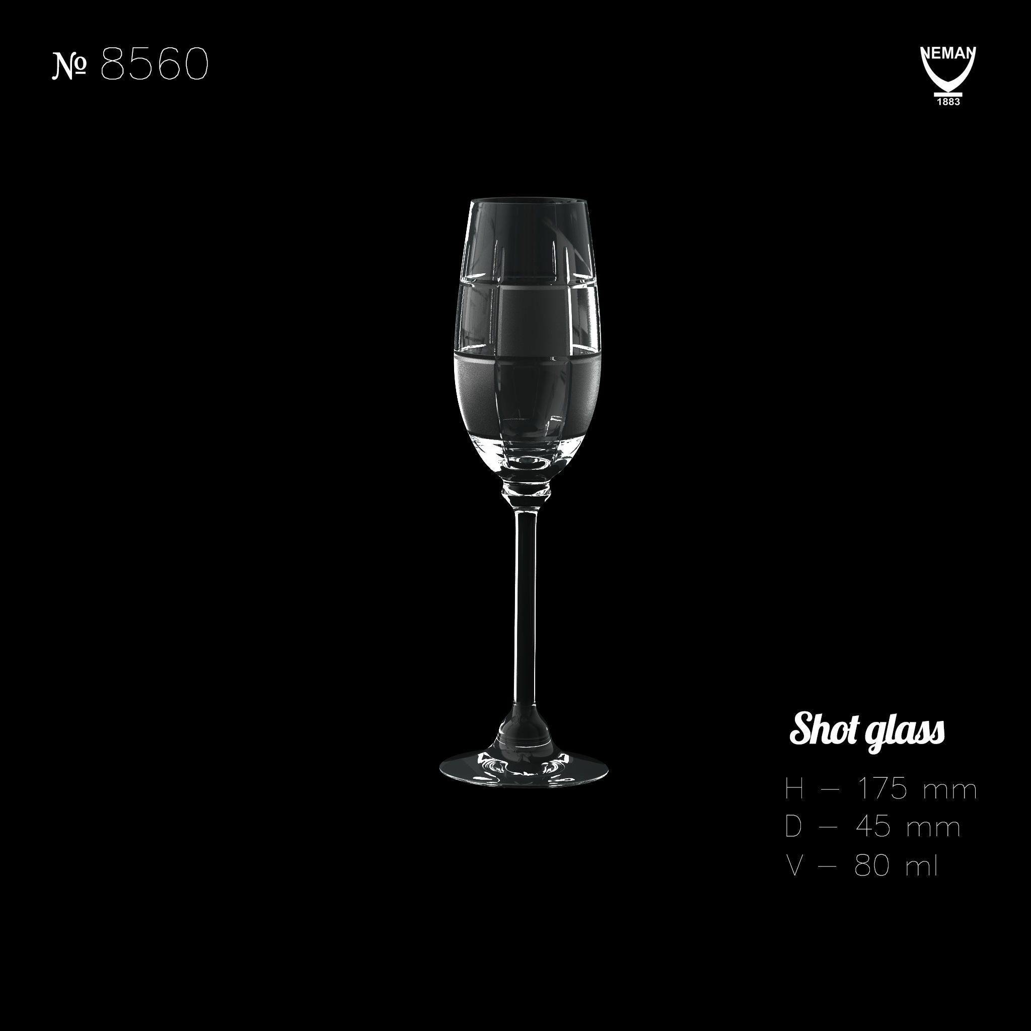 Set champagne glass Low-poly 3D model_2