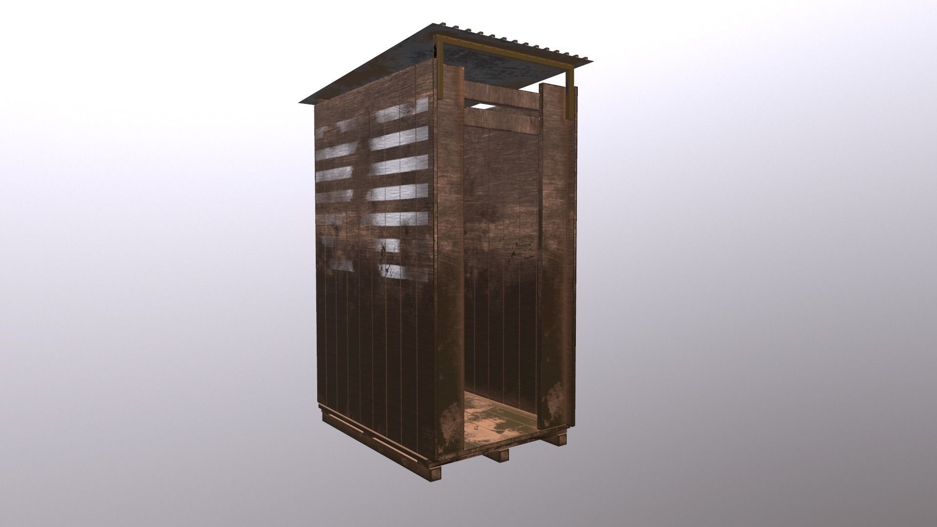 Checkpoint wooden Cabin Low-poly 3D model_2