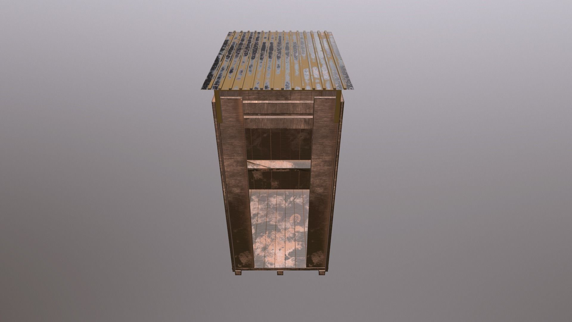 Checkpoint wooden Cabin Low-poly 3D model_3