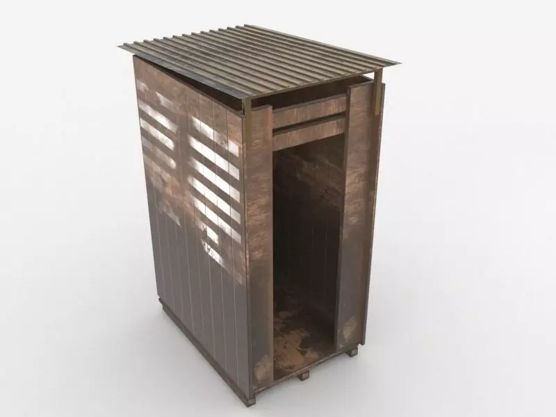Checkpoint wooden Cabin Low-poly 3D model_0