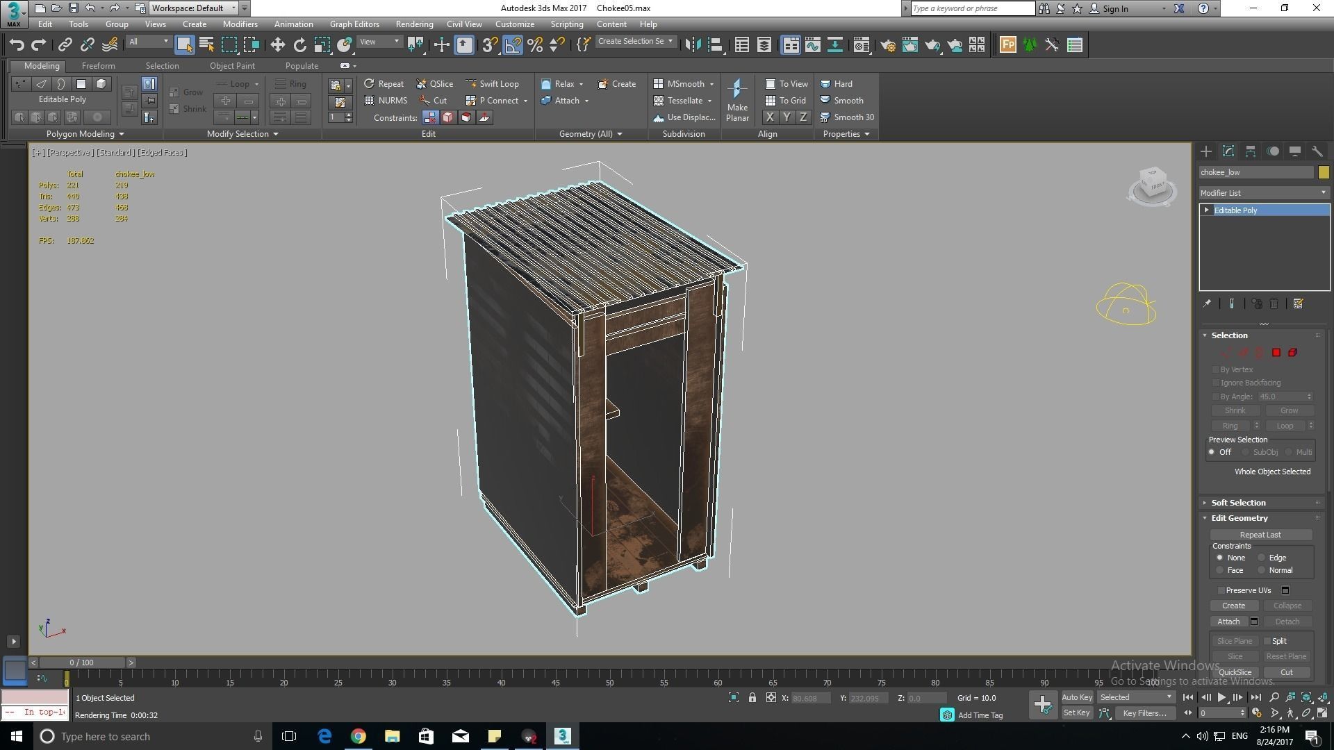 Checkpoint wooden Cabin Low-poly 3D model_1