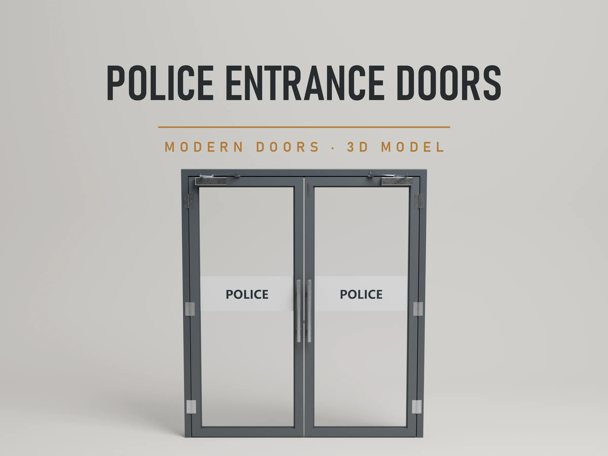 Animated Police Entrance Double Door Low-poly 3D model