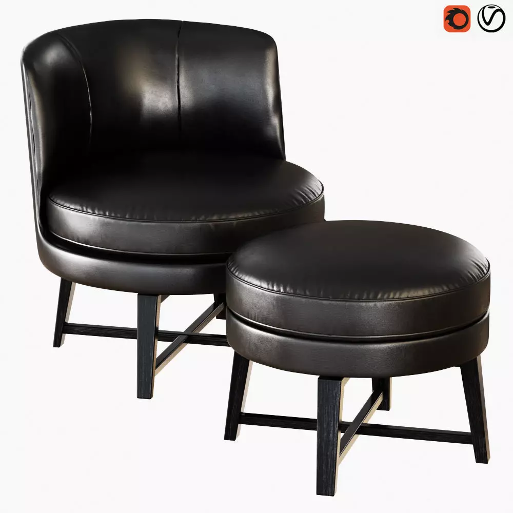 Armchair and pouf Flexform Feel Good 3D model_0