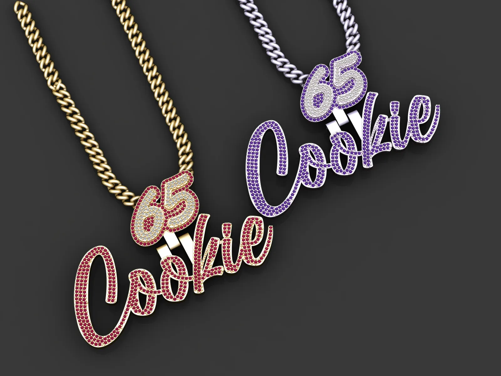 65 Cookie Iced Out Custom Pendant 3D Jewelry Model 3D print model