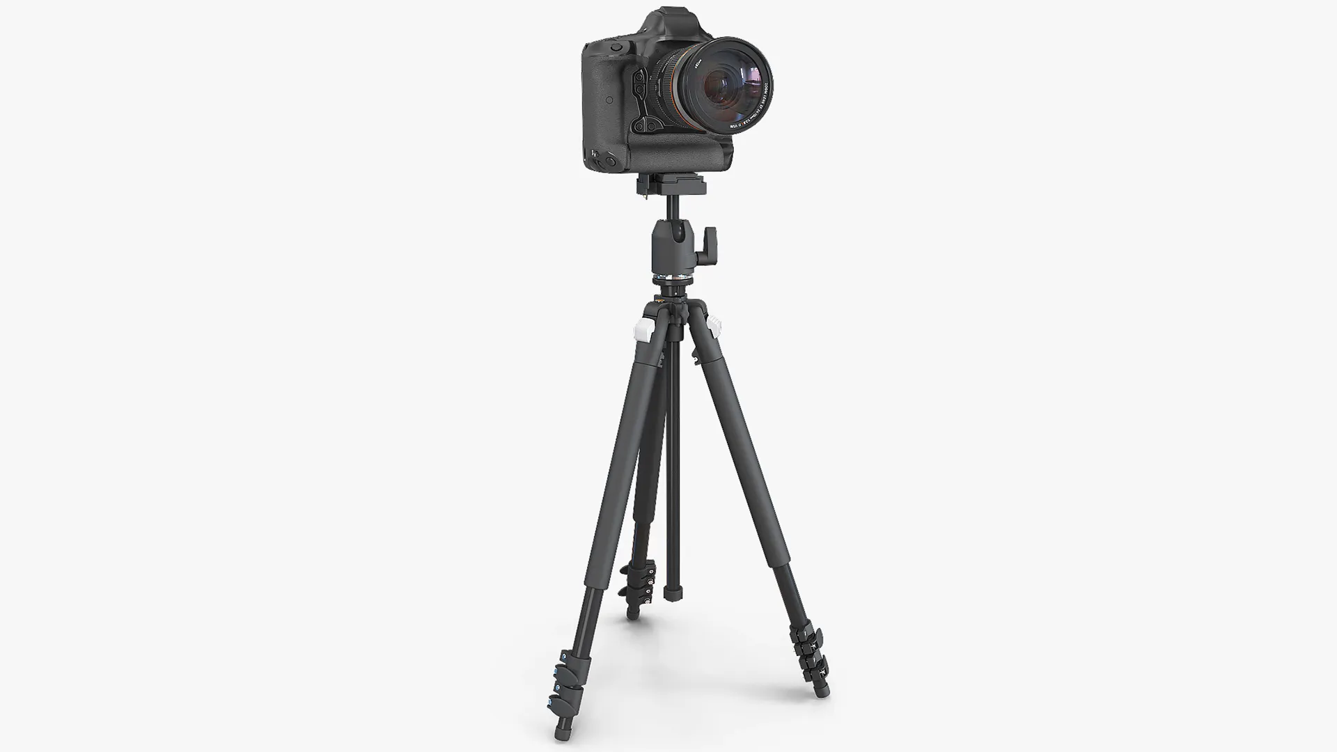 DSLR Camera with Zoom on Tripod 3D model
