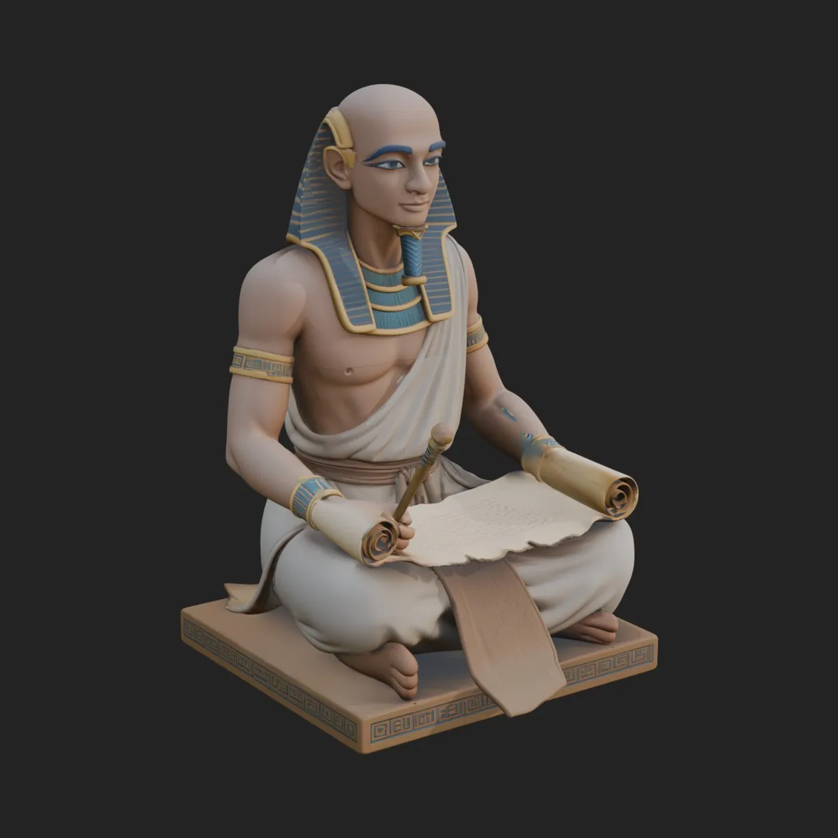 Seated Egyptian Scribe Statue Design 1 - 3D Print Model 3D model 3D ...
