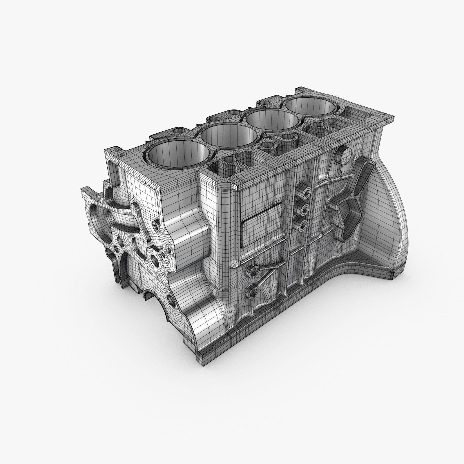 Generic 4-Cylinder Engine Block 3D model_5