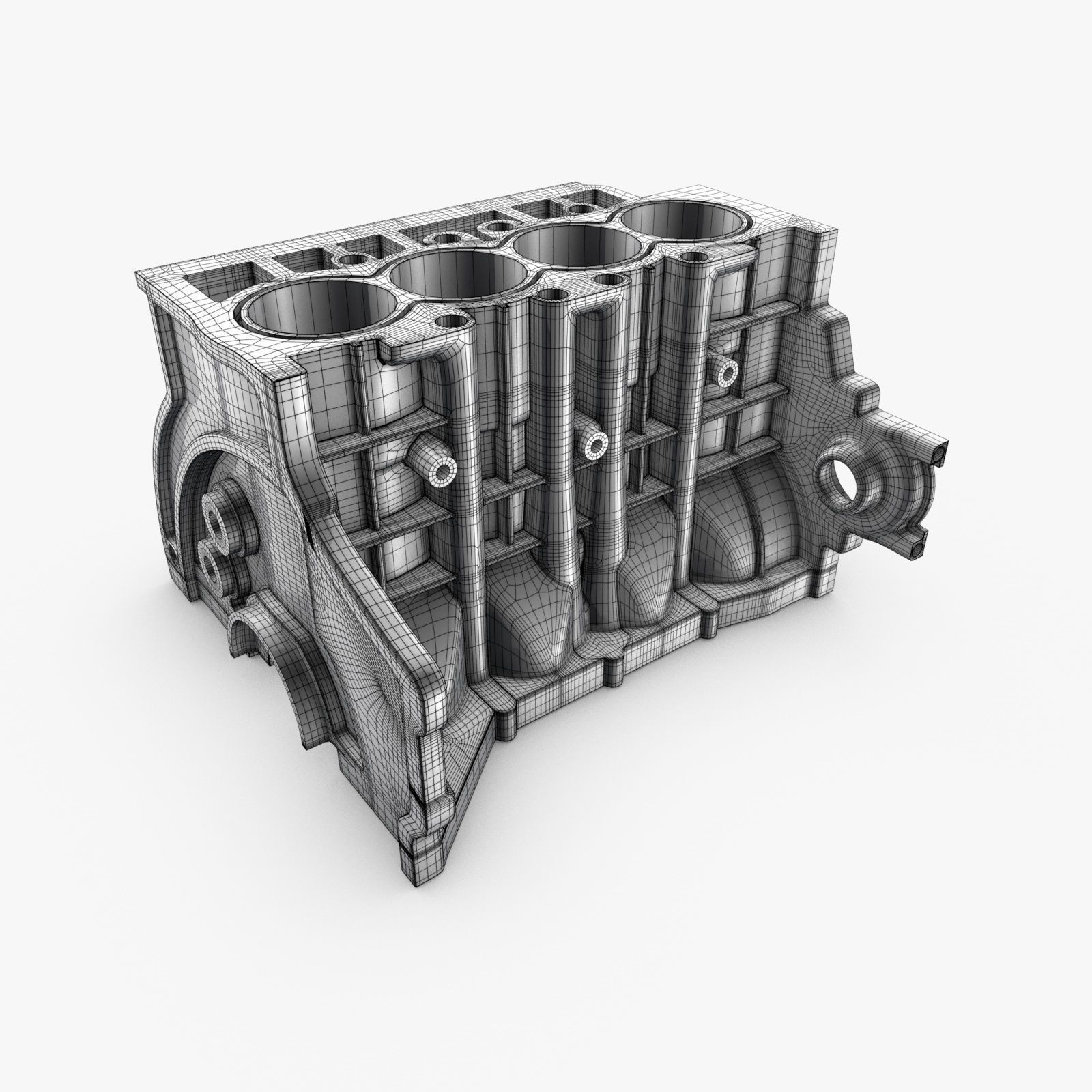 Generic 4-Cylinder Engine Block 3D model_8