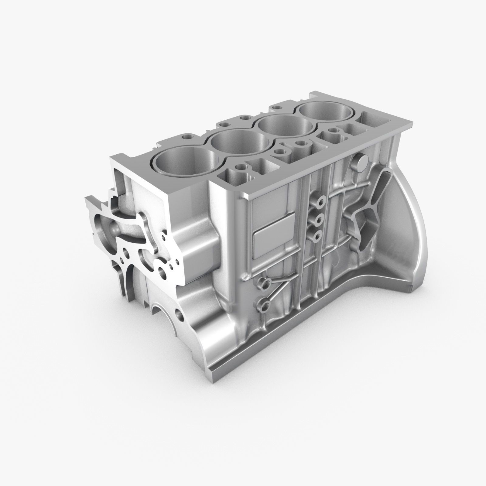 Generic 4-Cylinder Engine Block 3D model_1