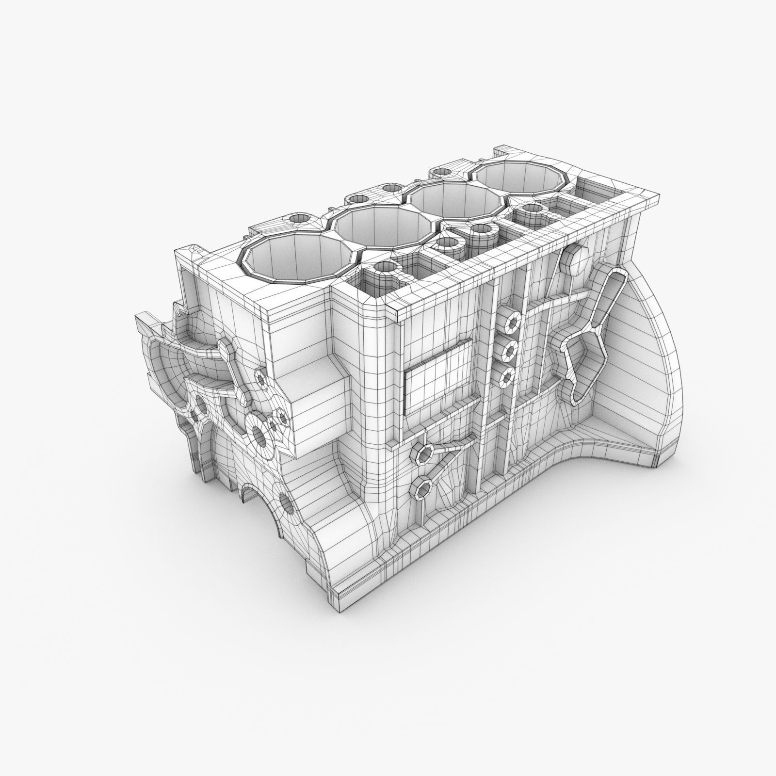 Generic 4-Cylinder Engine Block 3D model_4