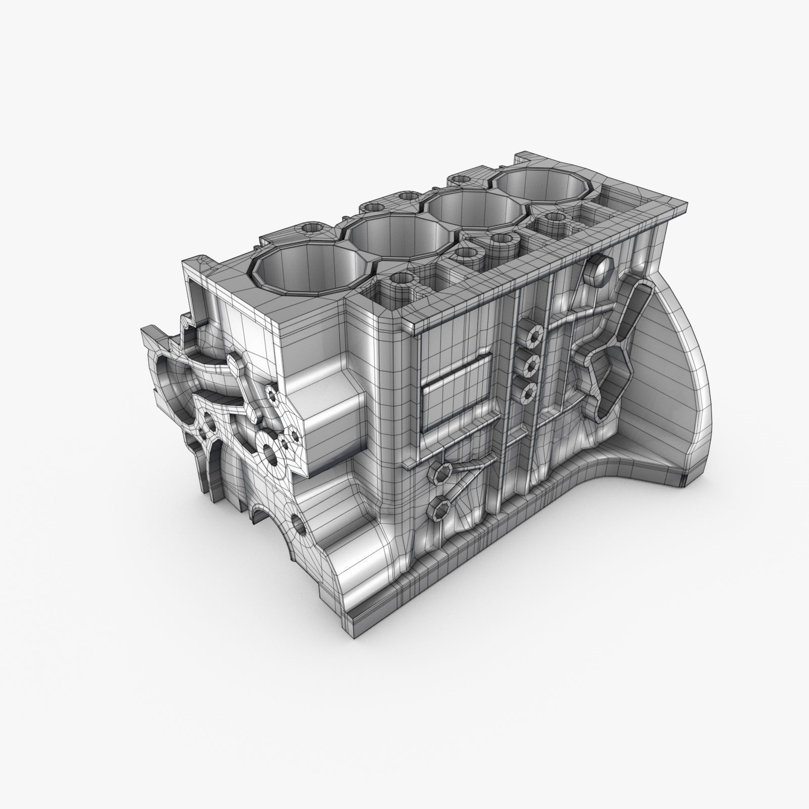 Generic 4-Cylinder Engine Block 3D model_2