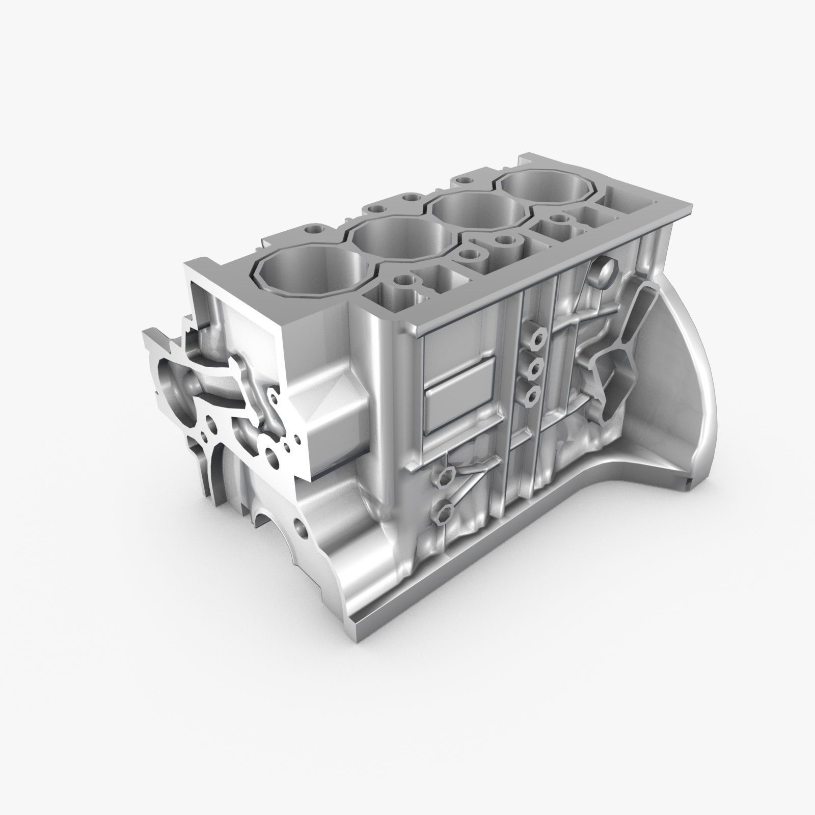 Generic 4-Cylinder Engine Block 3D model_3