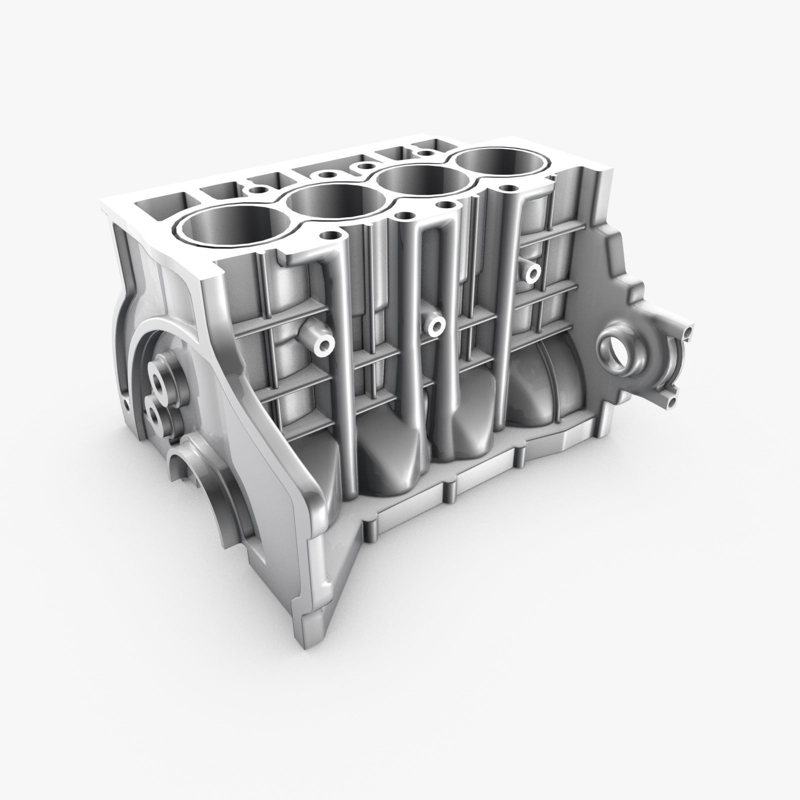 Generic 4-Cylinder Engine Block 3D model_7