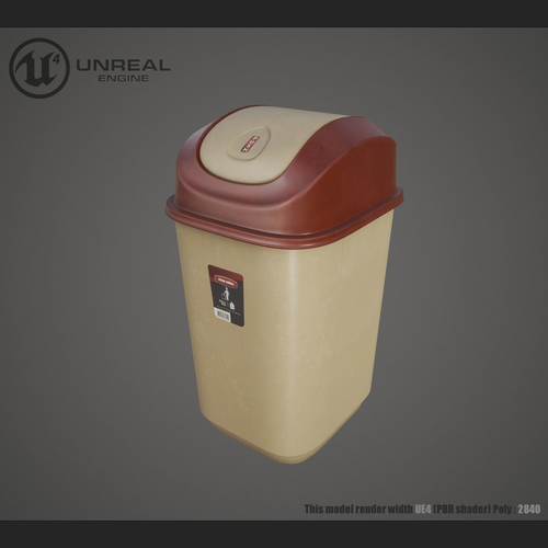 Trash Can Plastic Low-poly 3D model