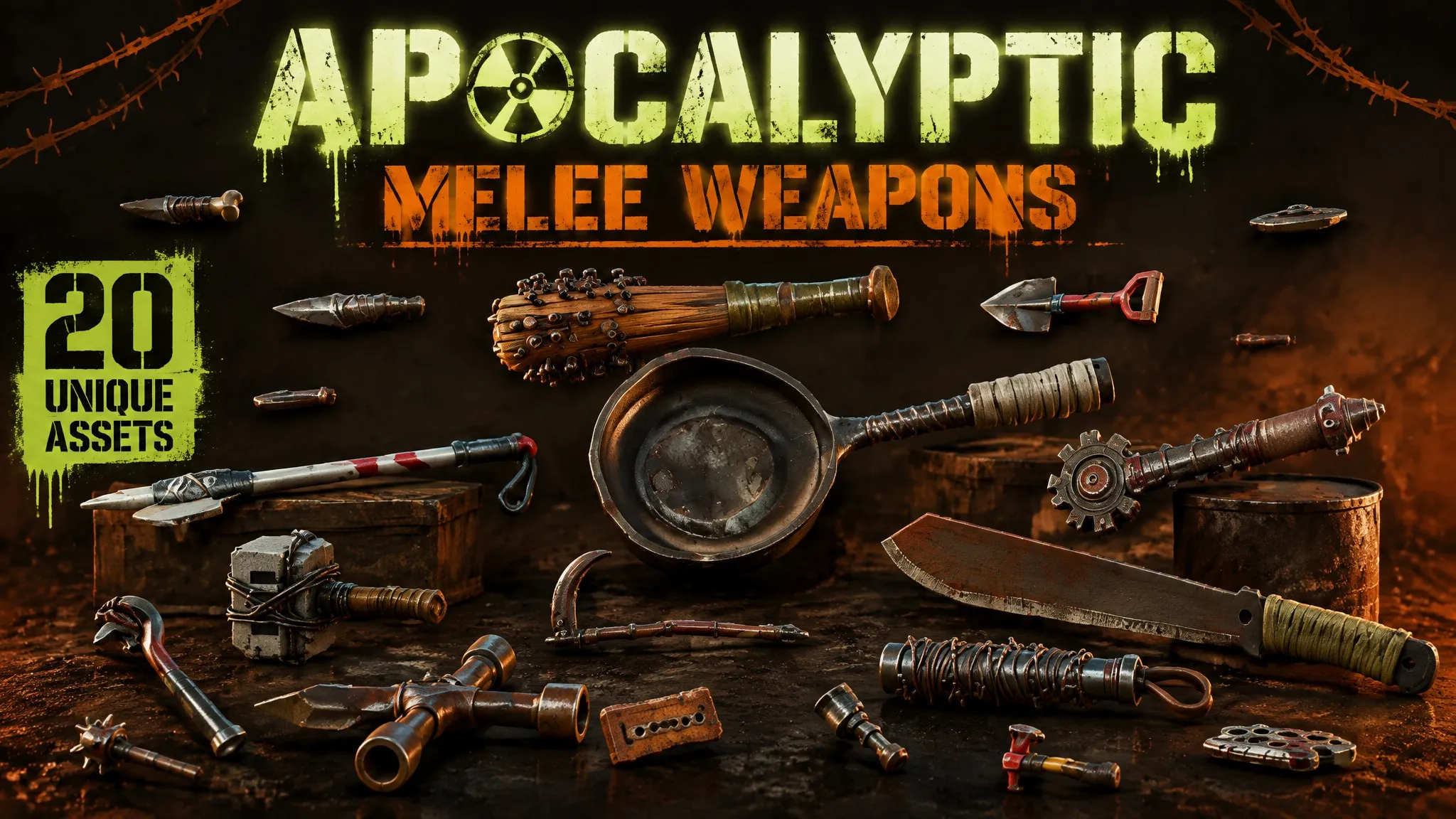 Apocalyptic Melee Weapons Low-poly 3D model