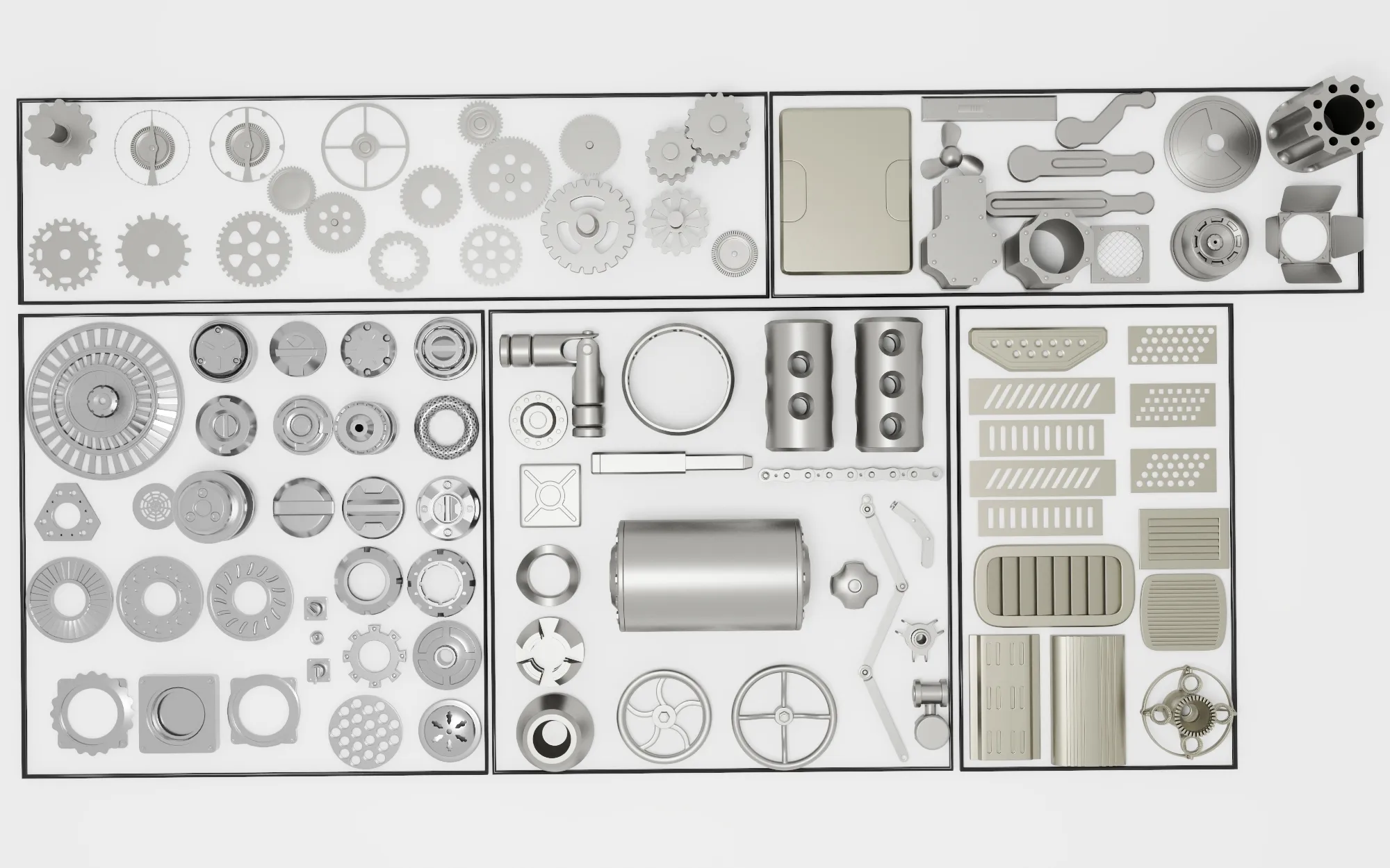 Mechanical Parts Kitbash Collection Pack Low-poly 3D model