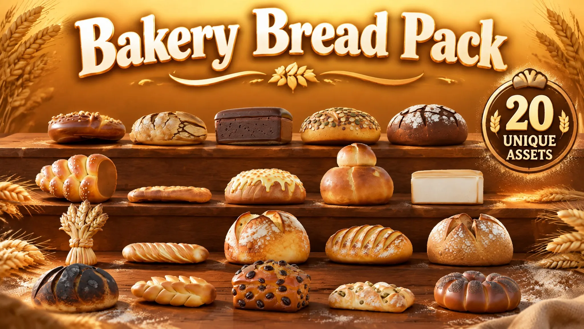 Bakery Bread Pack Low-poly 3D model