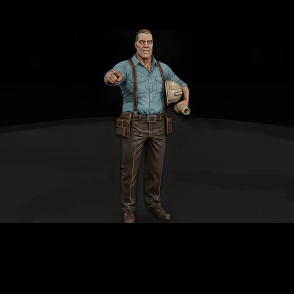 1950s Construction Foreman with Hard Hat 3D print model