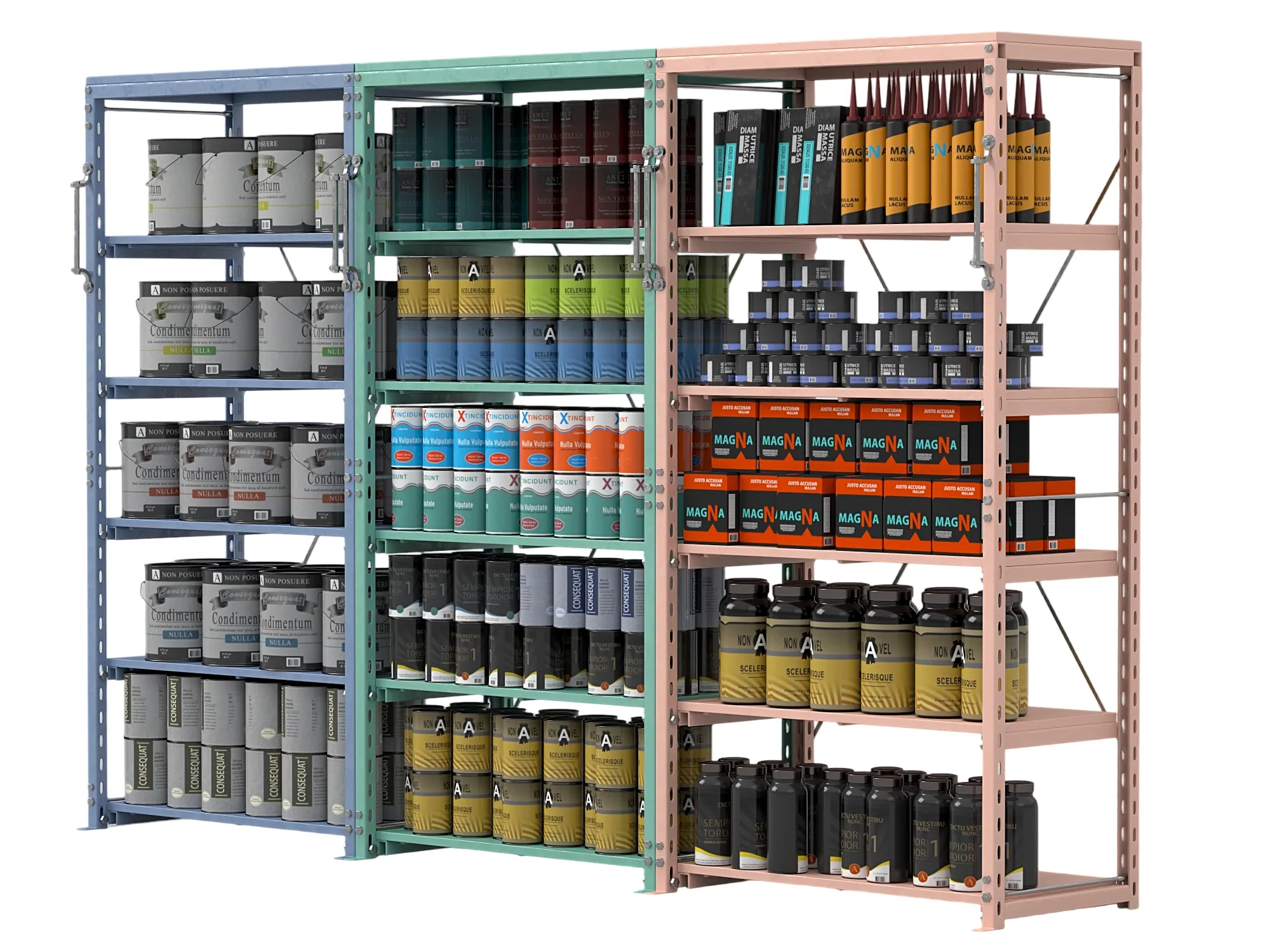 Warehouse Storage Racks With Paint Cans Asset 3D model