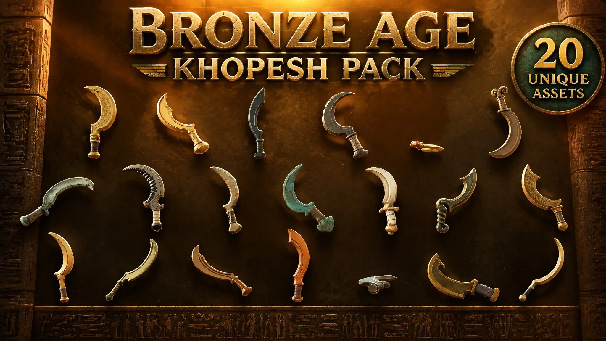 Bronze Age Khopesh Pack Low-poly 3D model