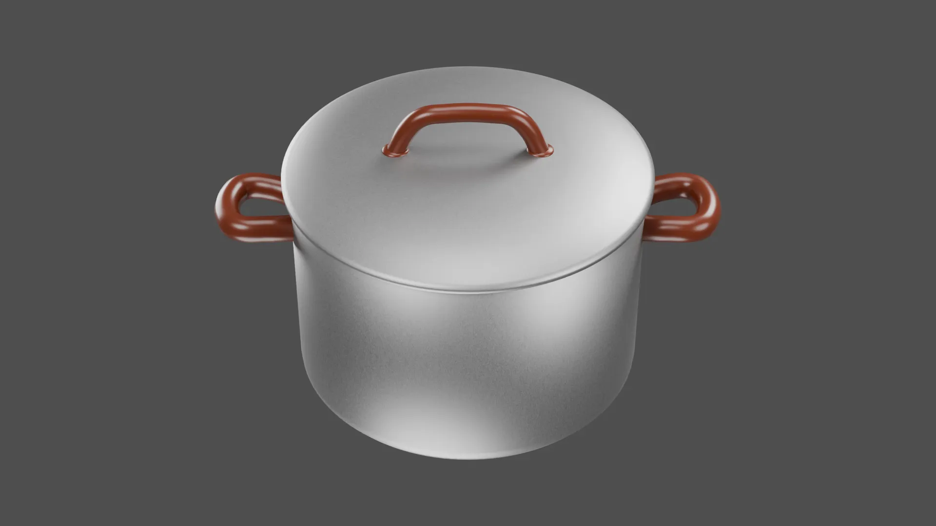 Metal Cooking Pot with Copper Loop Handles Low-poly 3D model
