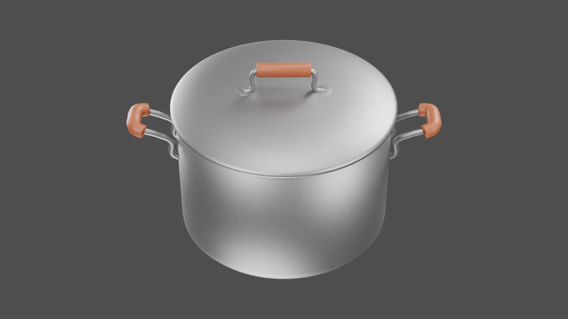 Metal Cooking Pot with Pale Wooden Handles Low-poly 3D model
