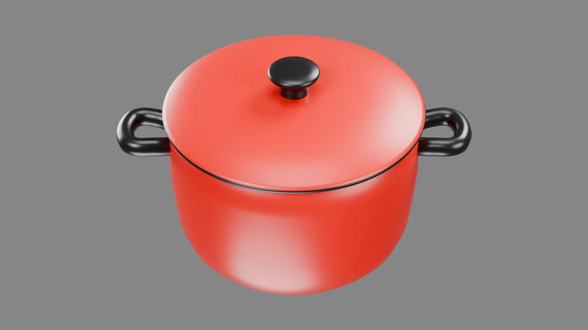 Red Cooking Pot with Black Handles Low-poly 3D model