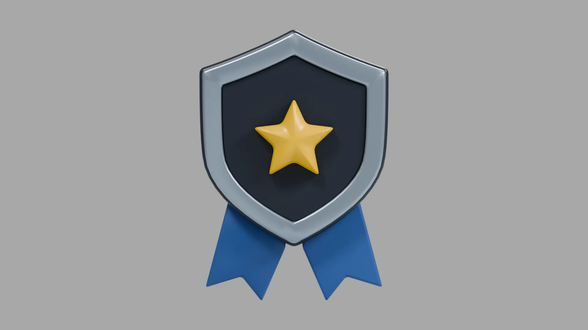 Shield Star Medal with Blue Ribbons Low-poly 3D model