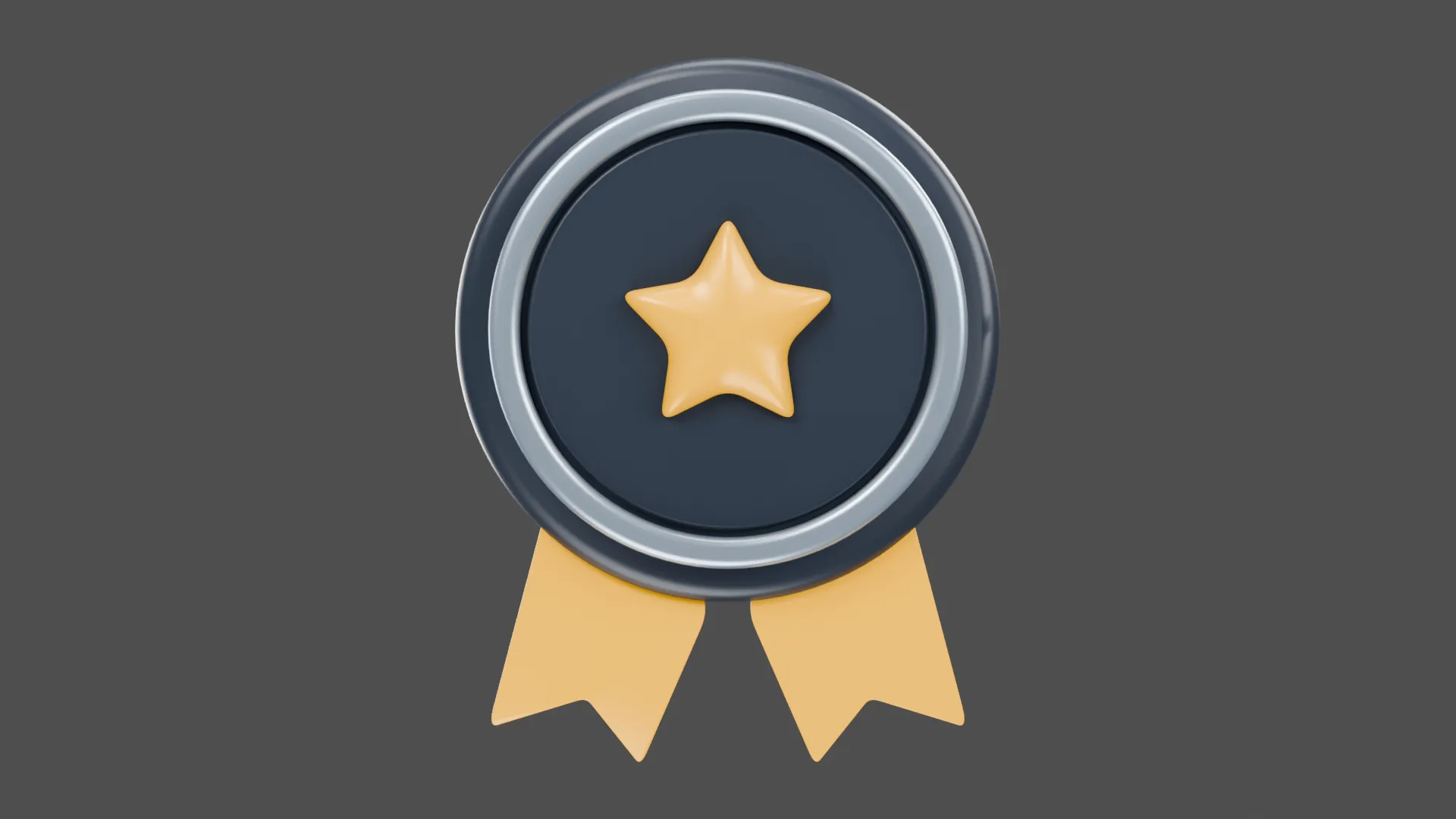 Silver Round Star Medal with Gold Ribbons Low-poly 3D model