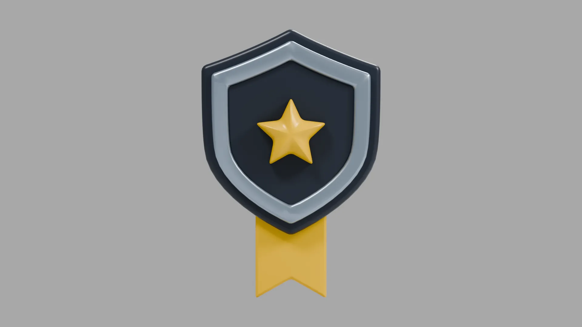 Dark Shield Star Medal with Gold Ribbon Low-poly 3D model