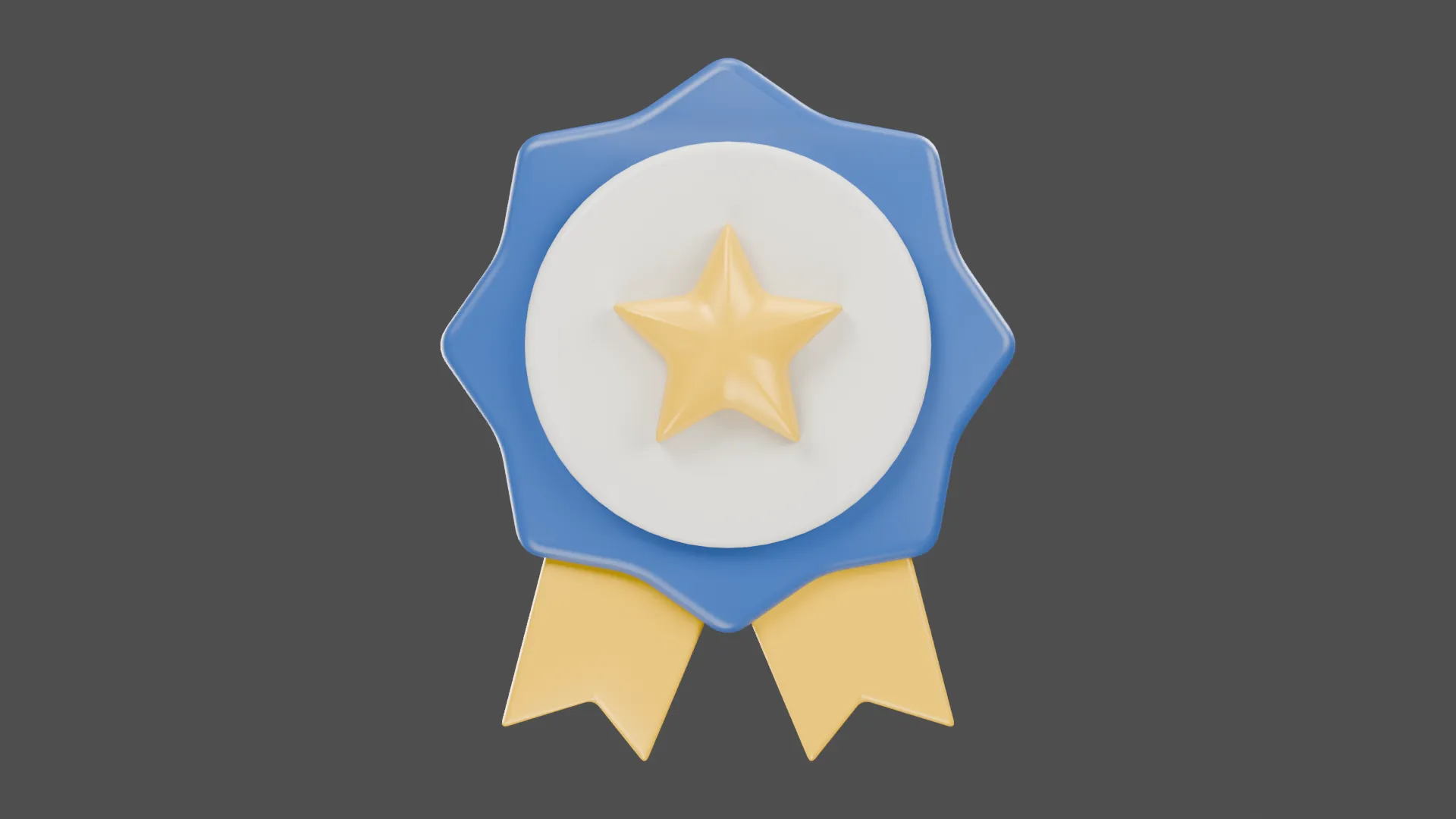 Light Blue Scalloped Star Medal with Gold Ribbons Low-poly 3D model