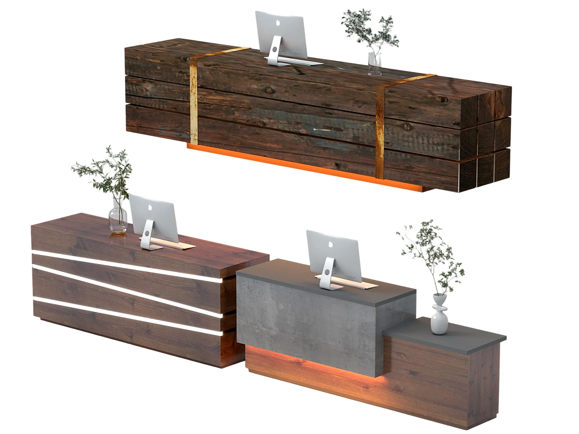 Modern Wooden Reception Desk Collection 3D model
