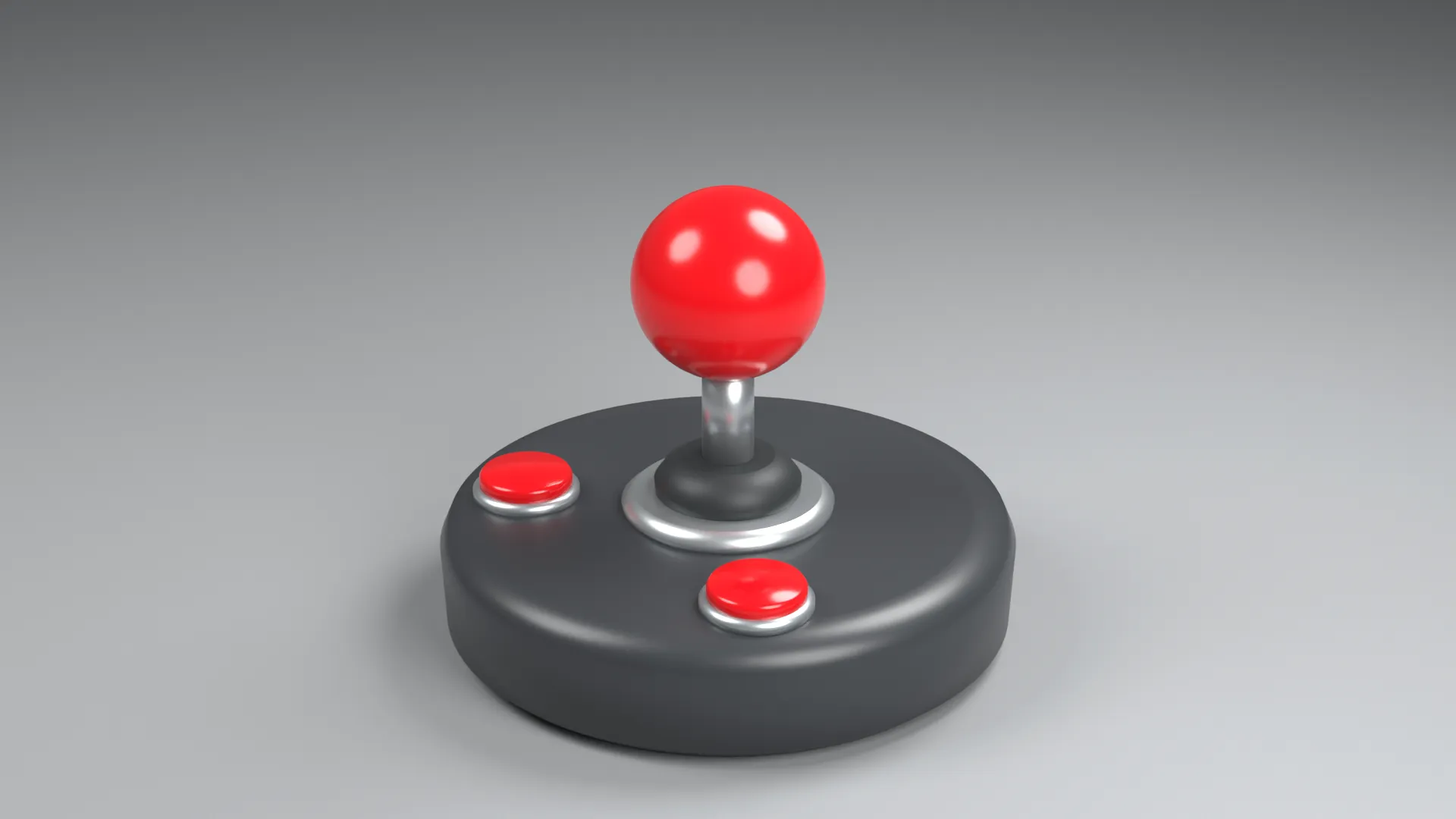 Arcade Stick with Red Ball Lever on Round Black Base Low-poly 3D model