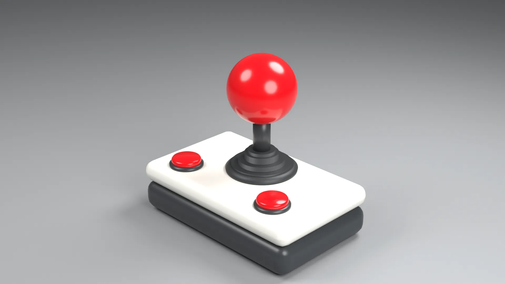 Arcade Stick with Red Ball Lever on White and Black Base Low-poly 3D model