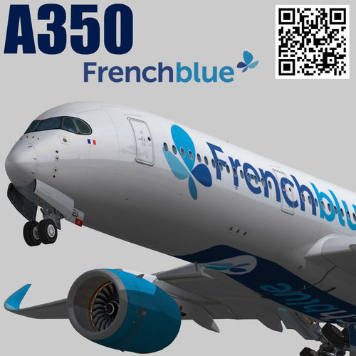 Airbus A350-900 XWB FrenchBlue airline livery Low-poly 3D model