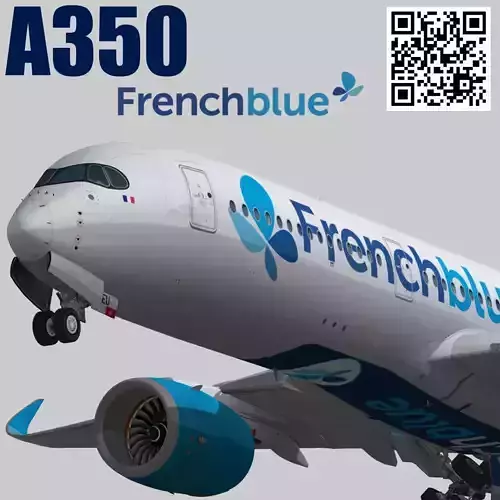 Airbus A350-900 XWB FrenchBlue airline livery Low-poly 3D model